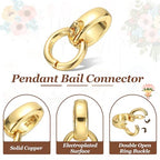 PATIKIL 2 Pcs Bails for Jewelry Making, 12.5mm Pendant Bail Connector Double Bail Clasps for Bracelet Necklace Pendants Dangle Charm DIY Craft, Gold