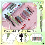 Tondiamo 45 Pcs Full Rhinestone Beadable Pens Bulk Set 15 Glitter Diamond Pens with Cards & Bags Fancy Beaded Pen for Beads DIY Cute Journalling Bling Ballpoint Craft Making(Streak Diamonds) - style: Streak Diamonds