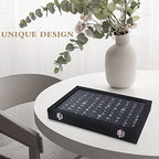 OSPNIEEK Ring Jewelry Organizer Box, 100 Slot Rings Display Storage Case Earring Showcase - Black Velvet Jewelry Stand Holder Tray with Transparent Glass Lid - Ideal Gift for Women Girls - size: 100 Slot