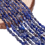 70pcs Natural Blue Point Stone Beads，4x6mm Egg Shape Loose Gemstone Beads for Jewelry Making Design Earring Necklace - color: blue point