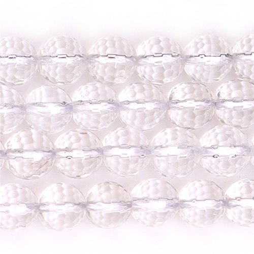 JOE FOREMAN 8mm White Clear Quartz Semi Precious Gemstone AAA Grade Faceted Loose Beads for Jewelry Making DIY Handmade Craft Supplies 15" - color: 8mm/faceted white clear quartz