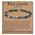 LPBeads Handmade Natural Gemstone Stretch Elastic Bracelet Healing Crystal Round Stone Beads Jewelry Gifts for Women Men - color: Black Larvikite, size: 6mm