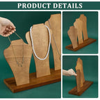 PH PandaHall Wood Necklace Display Stands 3-Row Necklace Holder Wooden Necklace Display Rack with 3 Removable Displays Bust Jewelry Display for Necklaces Rings Craft Selling Vendors Showcase Storage