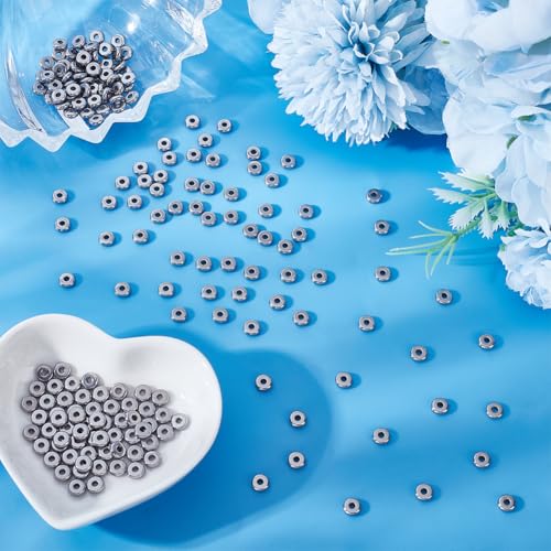 UNICRAFTALE 200Pcs Flat Round Spacer Beads Stainless Steel Bracelet Beads 6mm Small Metal Spacer Bead Smooth Loose Bead for DIY Bracelet Jewelry Crafts Making Hole 2mm - size: 6mm Diameter