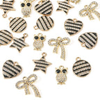 Craftdady Crystal Rhinestone Pendants Butterfly Heart Rhombus Bowknot Earring Charms Alloy Enamel Metal Pendants Light Gold Bracelet Charms for DIY Craft Necklace Jewelry Making - color: Light Gold 5 Styles
