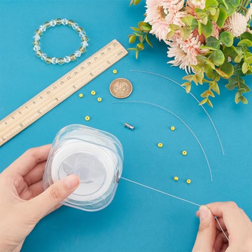 PH PandaHall 246 Yards 0.2mm Bracelet String Beading Thread Seed Bead Thread Sewing String with Leading Wire and Buckle for Leather Stitching Beading Jewelry Bracelets Making White - size: 0.2mm, style: White