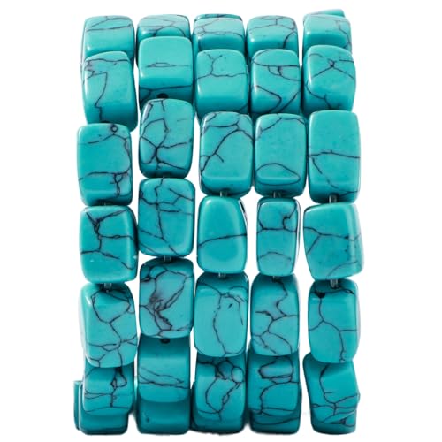 Natural Large Blue Turquoise Cube Stone Beads 8x11mm 38cm/str Loose Semi Gemstone Stone Square Beads for Making Bracelets Necklace - color: Blue Turquoise