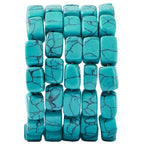 Natural Large Blue Turquoise Cube Stone Beads 8x11mm 38cm/str Loose Semi Gemstone Stone Square Beads for Making Bracelets Necklace - color: Blue Turquoise