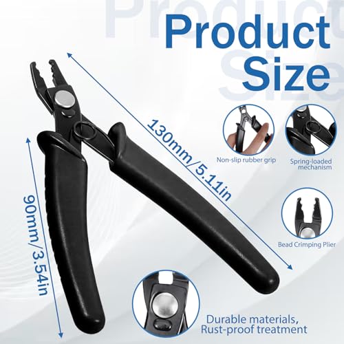 Bead Crimper for Jewelry Making Jewelry Crimper Tool Beading Pliers Tool Jewelrys Pliers With PVC Handle for Beading Earring Necklace Bracelet DIY Jewelrys Making