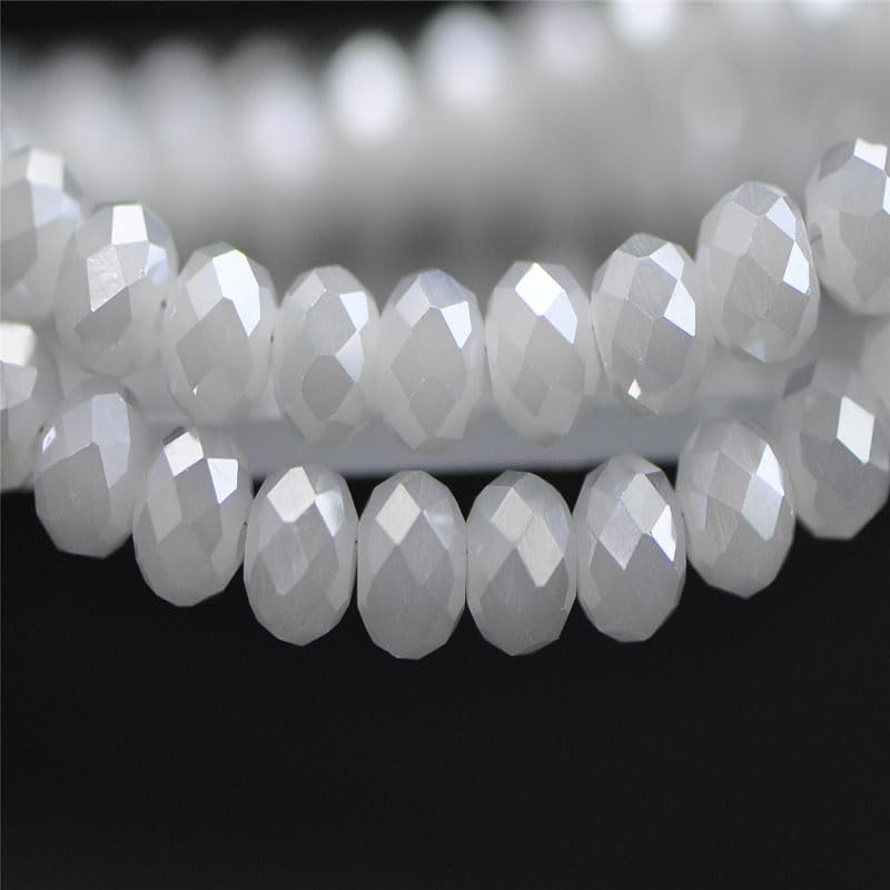 415pcs Rondelle Crystal Glass Beads 2mm 4mm 6mm 8mm Mixed Sizes, Faceted Briolette Spacer Czech Seed Loose Beads for DIY Jewelry Making (Light Gray) - color: Light Gray
