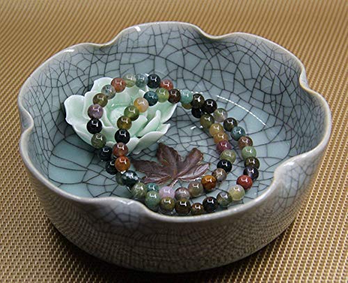 Angelstones Handmade Natural Healing Gemstone 6mm Round Beads Stretch Crystal Bracelet 7 Inch Unisex - color: India Agate