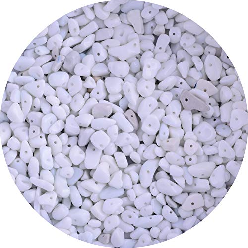 Natural Chip Stone Beads 5-8mm Ceramic Whiteware 400 Pieces Irregular Gemstones Healing Crystal Loose Rocks Bead Hole Drilled DIY for Bracelet Jewelry Making Crafting (5-8mm, Ceramic Whiteware Stone) - color: Ceramic Whiteware Stone