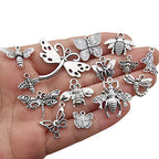 100g About (80-84pcs) Craft Supplies Mixed Butterfly Dragonfly Bee Insect Charms for Jewelry Making Crafting Findings Accessory for DIY Necklace Bracelet (M295) - color: M295