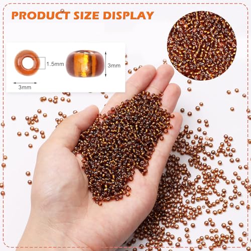 5000pcs Glass Seed Beads Bulk,3mm 8/0 Craft Seed Beads Small Pony Beads for DIY Craft Projects Bracelets Necklace Jewelry Making - Brown Waist Beads Spacer Beads with Tweezers - color: Brown, size: 3mm