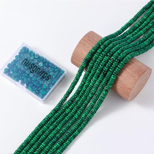 Natural Malachite Stone Disk Spacer Beads 6x2mm 38cm/str Flat Rondelle Loose Semi Gemstone Caps for Making Bracelets Necklace - color: Malachite