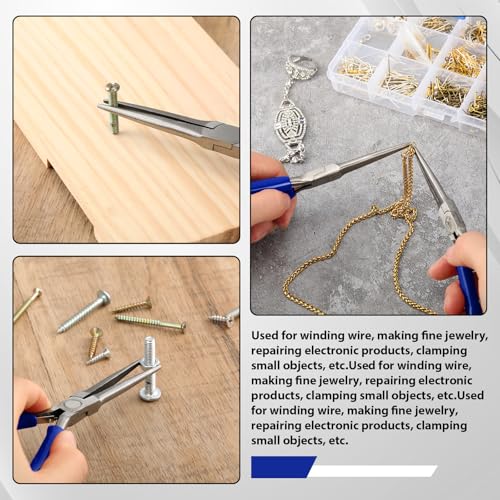 10 Pcs Mini Needle Nose Pliers Bulk, 6 Inch Precision Pliers Set with Extra Long Tips for Jewelry Making, Wire Wrapping, Small Object Gripping, DIY Project (Blue) - color: Blue