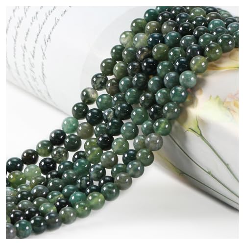 Natural Moss Agate Beads 6mm Round Stone Beads for DIY Bracelets Necklace Earrings Making 60pcs - color: Moss Agate, size: 6mm