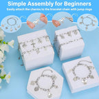 Flasoo 384 Pieces Silver Charm Bracelet Making Kit, Including Paperclip Chain Bracelets, Cross Charms, Jump Rings for DIY Bracelet Making