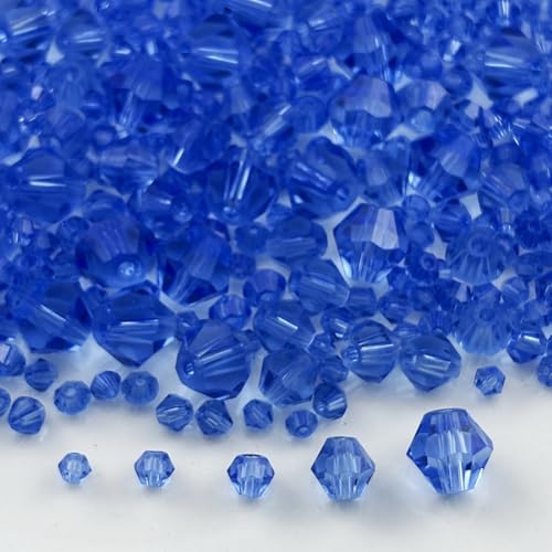 1310pcs Bicone Crystal Glass Beads 2mm 3mm 4mm 6mm 8mm Faceted Crystal Spacer Beads for Bracelets Necklace Pendants Earrings DIY Jewelry Craft Making(Light Blue) - color: Light Blue