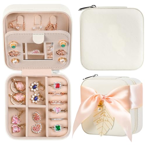 AYGXU Travel Jewelry Box for Women and Girls - Small Case With Initial A-Z - Teacher Gifts - color: white, size: no letter