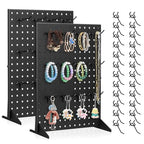 Acfunique 2 Pack Peg Board Display Stand for Vendors with 24 Hooks Metal Tabletop Pegboard Display Stand for Craft Shows 17" X 13" Retail Display Racks Peg Board Organizer Holder Black - size: Black 2 Display+24HOOK