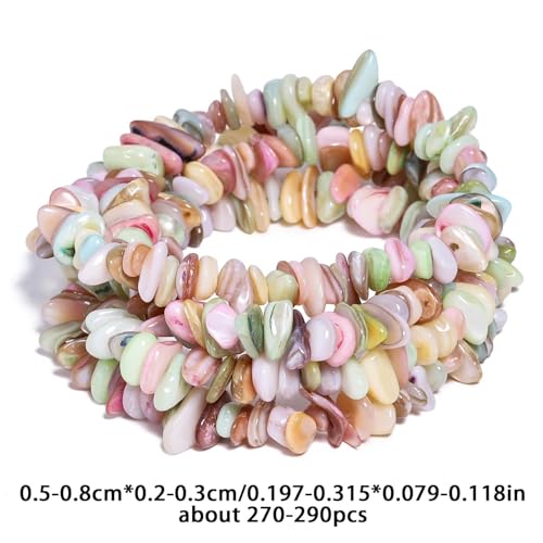 Chip Shell, 260pcs 5-8mm Irregular Shell Beads with Holes, Pastel Shell & Opal Like Chip Beads for Jewelry Making - color: Pastel