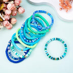 Friendship Bracelet Beaded Bracelet Heishi Surfer Bracelets Set Polymer Clay Heishi Beads Stretch Bracelets Preppy Bohemian Summer Beach Bracelets for Women - color: Blue