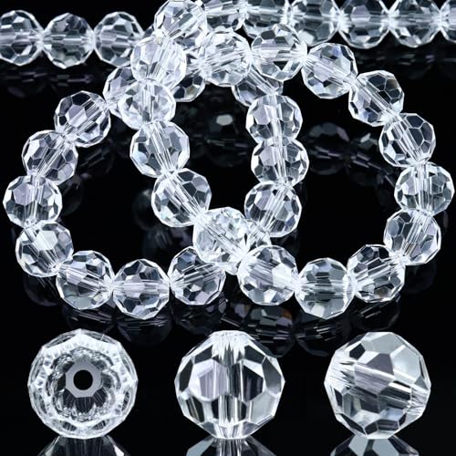 Dowarm 200 Pieces 6MM Round Crystal Glass Beads for Jewelry Making, Rondelle Crystal Beads for Crafts Wine Charms Wind Chimes Suncatchers, 5000 Round Crystal Spacer Beads (Crystal Clear) - color: 02-Crystal Clear, size: 6MM