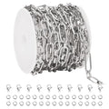 SMYHTGLIF 9.8 Feet Stainless Steel Paperclip Chain Bulk Silver Chain for Jewelry Making DIY Jewelry Roll with Lobster Clasps and Jump Rings - color: Paperclip Silver