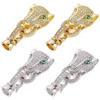 CHGCRAFT 4 pcs 2 Colors Brass Micro Pave Cubic Zirconia Fold Over Clasps Leopard Shaped Animal Fold Over Clasps for Jewelry Making - color: 4 pcs 2 Colors Fold Over Clasps