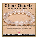 AD Beads Handmade Gemstone Stretch Elastic Bracelet Crystal Healing Reiki Nature's Beauty and Spiritual Essence Unisex - color: Clear Quartz (Detox and Purification), size: 12mm