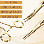 BBTO Hemostat Curved and Straight Hemostat Forceps Piercing Pliers Forceps, Stainless Steel Straight and Curved Pliers, Fishing Tweezer(Gold,2 Pcs) - color: Gold
