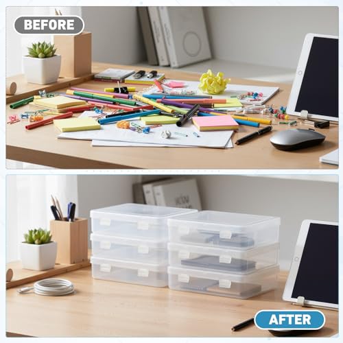 Jetec 6 Pieces Mini Plastic Clear Beads Storage Containers Box for Collecting Small Items, Beads, Jewelry, Business Cards, Game Pieces, Crafts (5.9 x 5.9 x 1.5 Inch) - size: 5.9 x 5.9 x 1.5 Inch