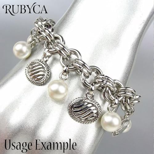 RUBYCA 5Pcs Toggle Clasp Silver Color Charm Rolo Bracelet Double Long Link Chain 20cm DIY Jewelry - color: 5 PCS, size: 20 CM