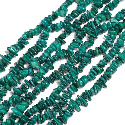 Chip Shells, 260pcs 5-8mm Irregular Beads with Holes, Peacock Green Shell & Turquoise Chip Beads for Jewelry Making - color: Peacock Green