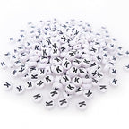 200+ Pieces 4x7mm Single K Letter Beads for Jewelry Making, White Round Acrylic Bulk Alphabet (Black on White) - size: Single letter K 200+ Pcs