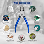 Wire Cutters 5 Pack, 6.5 inch,KAIHAOWIN Flush Cutters Diagonal Cutters Side Cutters Precision Ultra Sharp Spring Loaded Wire Snips Clippers Dikes Cutting Pliers Small for Crafting Jewelry Making,Blue - size: 6"x5 Pcs