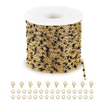 UMAOKANG 10 Meters Gold Plated Chains for Jewelry Making Black Enamel Bead Stainless Steel Link Chain on Spool - color: Gold-Black Enamel