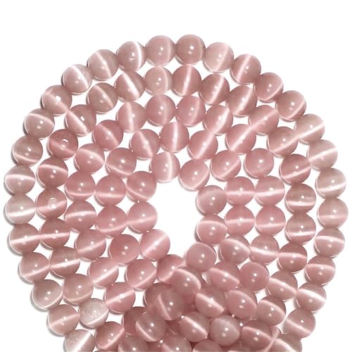 100pcs Light Purple Cat Eye Beads 8mm Round Semi Precious Stone Hole Size 1mm DIY Charm Spacer Beading Smooth Gemstone Loose Beads for Jewelry Making Bracelets Necklaces Earrings Crafting - color: Light Purple