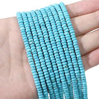 BEADIA Natural Blue Turquoise Disk Stone Beads 4x2mm 160pcs Rondelle Loose Semi Gemstone Beads for Jewelry Making Design - color: Blue Turquoise