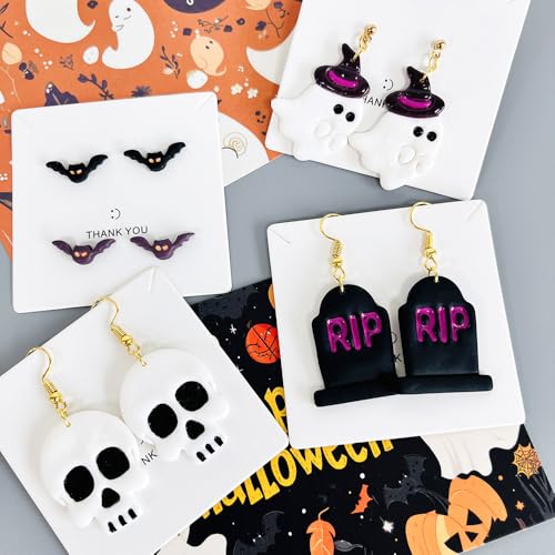 Xaekicr Halloween Polymer Clay Cutters Set – 8Pcs Clay Earring Cutters for Polymer Clay Jewelry, Ghost Bat Skull Pumpkin Shapes Clay Tools and Molds for DIY Crafts - color: A color