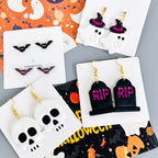 Xaekicr Halloween Polymer Clay Cutters Set – 8Pcs Clay Earring Cutters for Polymer Clay Jewelry, Ghost Bat Skull Pumpkin Shapes Clay Tools and Molds for DIY Crafts - color: A color