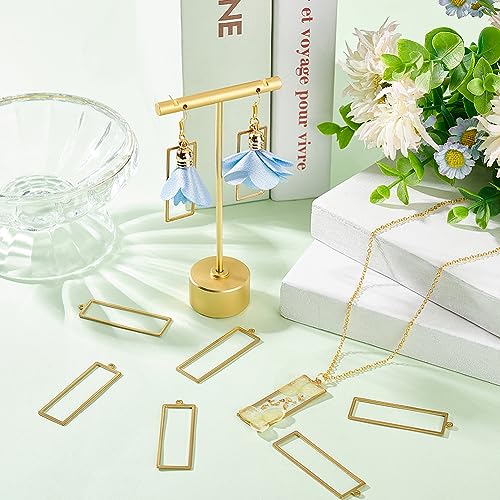 BENECREAT 20Pcs Golden Rectangle Brass Pendants, Hollow Geometric Metal Pendants Frames Open Bezel Charms for DIY Crafts Jewelry Making - color: Rectangle