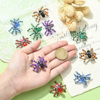 Ipotkitt 10 Pcs 5 Colors Halloween Glass Seed Spider Gothic Insect Crystal Mini Spider Charms with Platinum Brass Loops for Jewelry Making - color: 10pcs-Glass Spider Charms