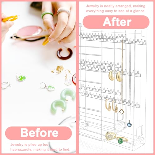 Jewelry Earring Organizer Ear Display Holder Earrings Stand Box With Rack Ring Necklce Acrylic