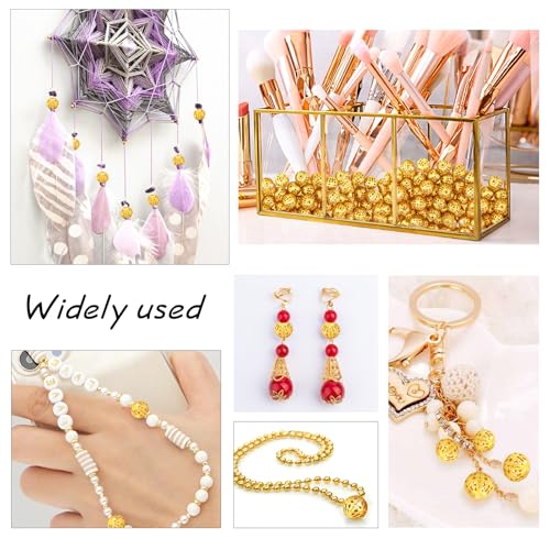 TOAOB 100pcs 12mm Gold Filigree Hollower Ball Beads Round Metal Loose Spacer Beads for DIY Crafts Bracelets Necklaces Earrings Jewelry Making - color: Gold, size: 12mm