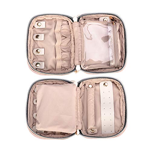 Teamoy Mini Jewelry Travel Case, Storage Organizer Bag for Earrings, Necklace, Rings, Misty Rose - color: Misty Rose