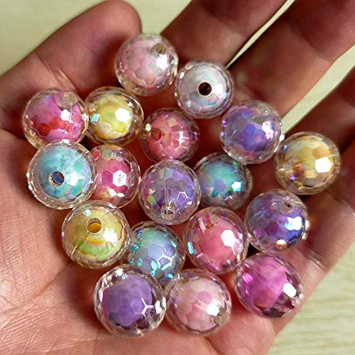 Mixed Lots Qingxii Decorr Shiny AB Color Acrylic Faceted Bead DIY Beading Hairband Bracelets Necklace Craft Embelishment (Mixed Colors) - color: Mixed Colors