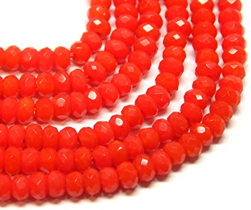 Perlin Agate & Jasper Gemstone Strand Beads 4 mm Rondelle 110 Pieces Jewellery Beads Semi-Precious Stone for Jewellery Necklace Bracelet Earrings (Red Agate) - color: Red Agate
