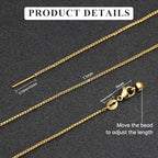 GTVOODX 10Pcs Gold Box Adjustable Necklace Chains Bulk for Jewelry Making 20Inch Stainless Steel Needle Threader Chain with Adjust Clasp - color: Gold Box
